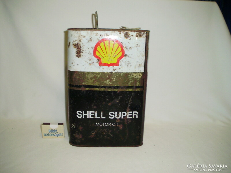 Retro SHELL SUPER motorolajos doboz, fém doboz - öt literes
