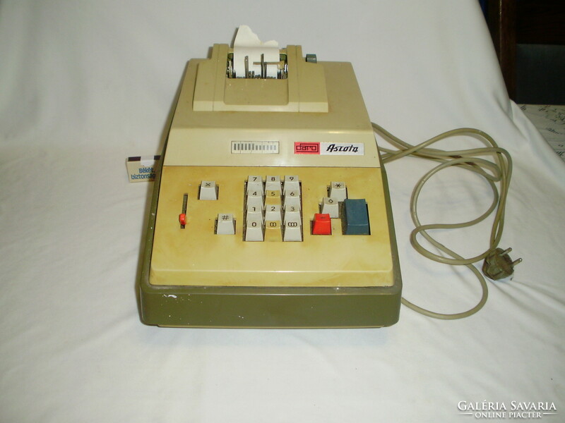 Retro tape cash register, calculator 