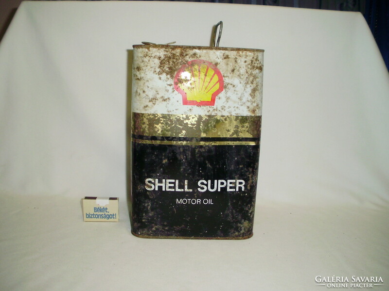 Retro SHELL SUPER motorolajos doboz, fém doboz - öt literes