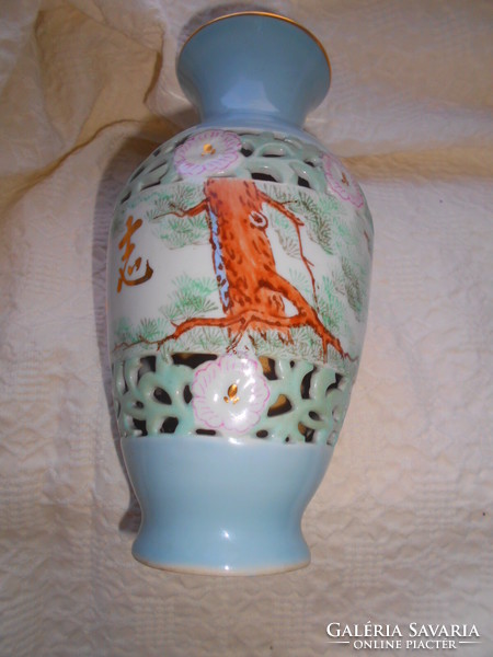 Korean hand-painted double wall vase 20.5 cm