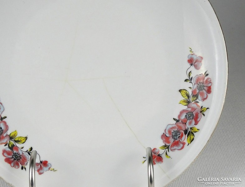 1K032 old lowland porcelain cake set with flower decoration, 4 pieces