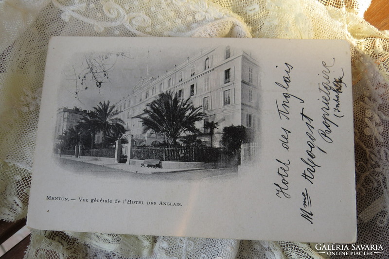 Antique postcard/photocard France Menton hotel des anglais circa 1910