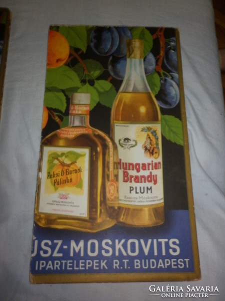 Régi  krausz moskovits brandy pálinka reklám kartonpapír plakát