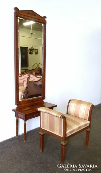 1B976 Antik empire pipere asztal fésülködő asztal ülőkével 210 cm