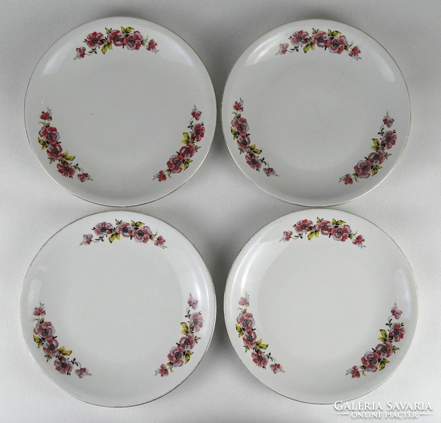 1K032 Régi virágdíszes Alföldi porcelán süteményes készlet 4 darab