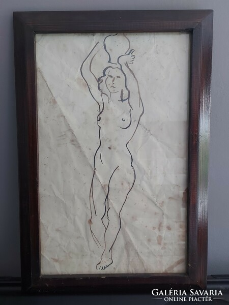 Unsigned ink drawing - study drawing - female nude 110