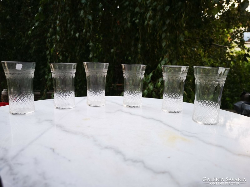 Antik Szecessziós pohár készlet desszert Tokaji bór likör vagy rövid italok, 1dl-es
