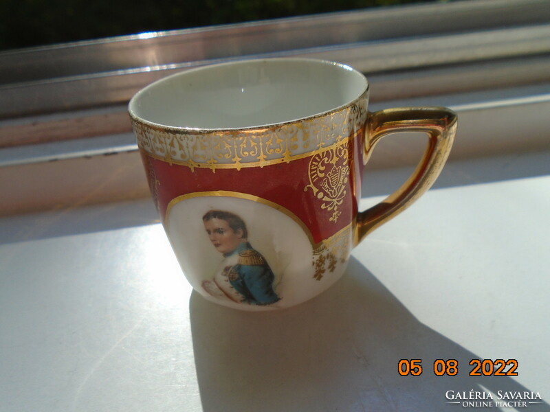 19.sz Altwien kávés csésze NAPOLEON portréjával kézi és benyomott jelzésekkel és számozás