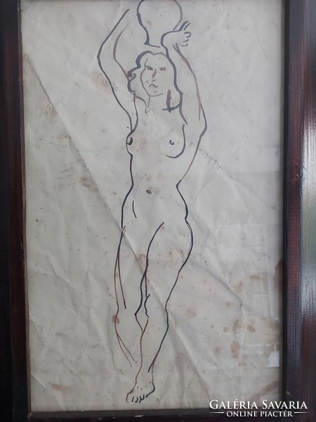 Unsigned ink drawing - study drawing - female nude 110