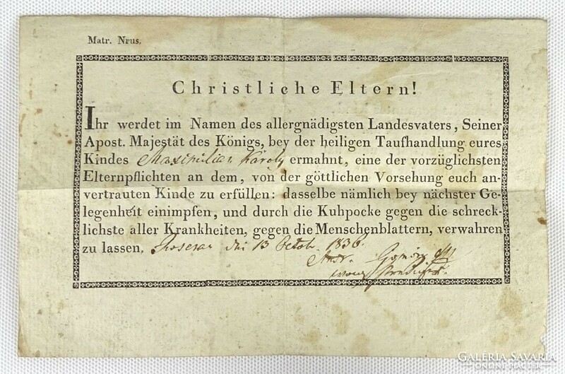 1K051 antique German vaccination certificate 1897