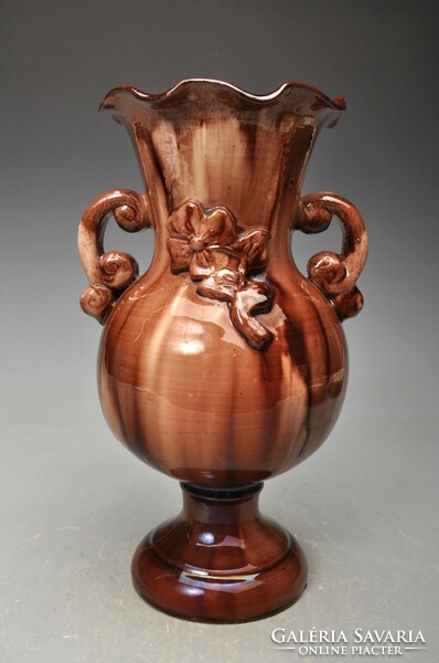 Pál Weigert potter's art deco ceramic vase with applique distizione, 22 cm field tour
