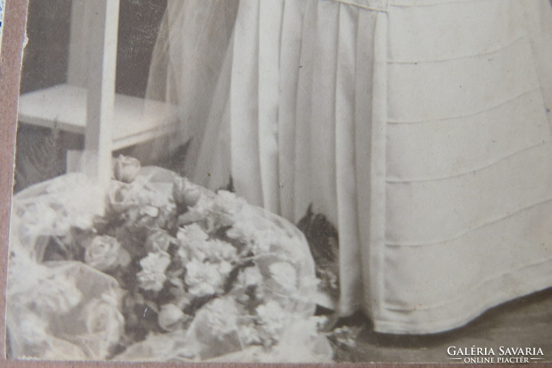 Antique wedding cabinet photo/hardback photo Polish gauze sabka from around 1900