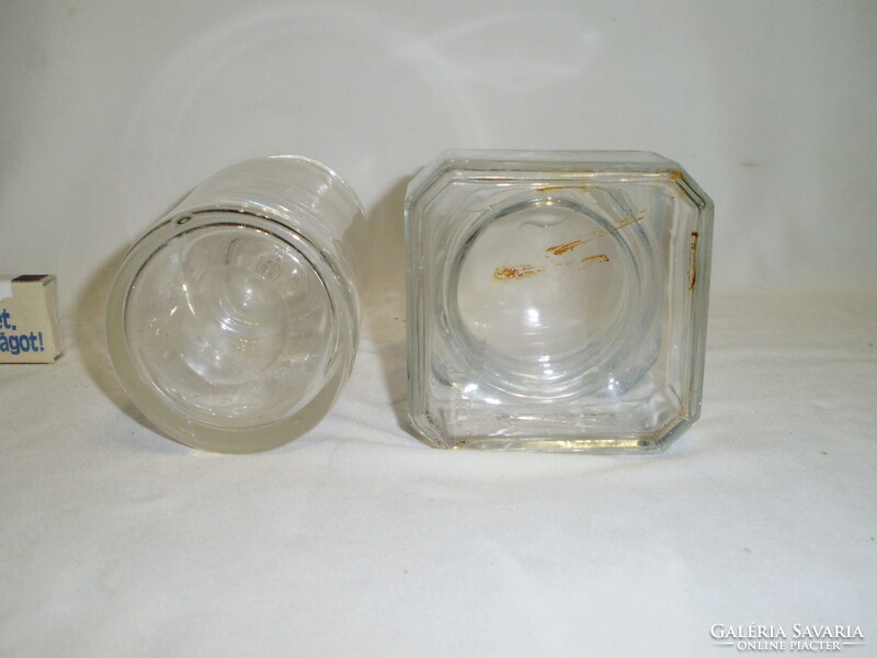 Old glass jar with lid - two pieces together - medicine, candy