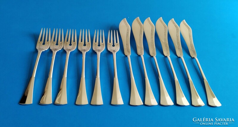 Silver 6-person cutlery set in English style, 74 pieces
