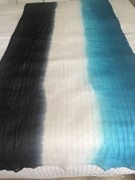 Hatalmas batikolt selyemsál leheletfinom anyagból, 210 x 90 cm