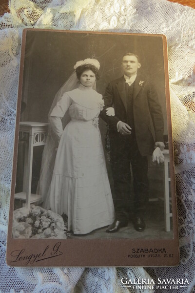 Antique wedding cabinet photo/hardback photo Polish gauze sabka from around 1900