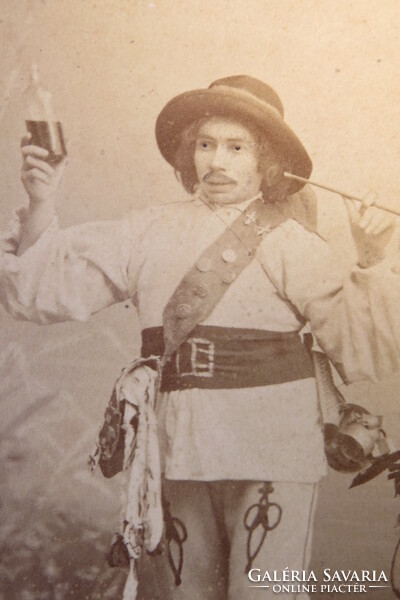 Antique cabinet photo/hardback photo patz ermine pécs, man in folk costume (costume?) 1800s