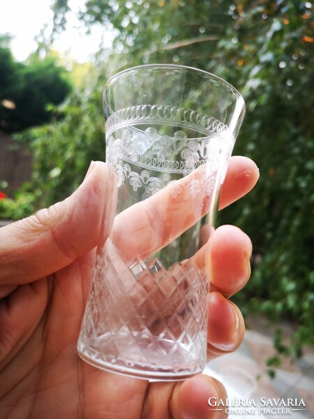 Antik Szecessziós pohár készlet desszert Tokaji bór likör vagy rövid italok, 1dl-es