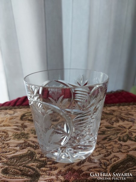 White lead crystal whiskey, short drink, water set of 4, hand polished, original, lips