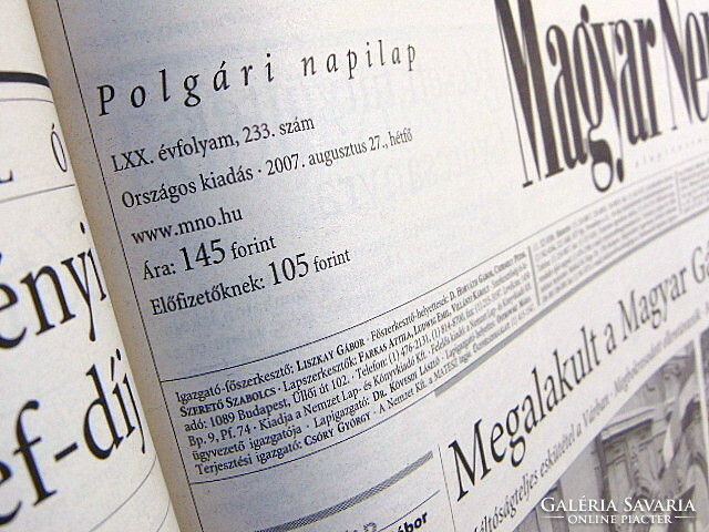 August 27, 2007 / Hungarian nation / birthday!? Original newspaper! No.: 22444