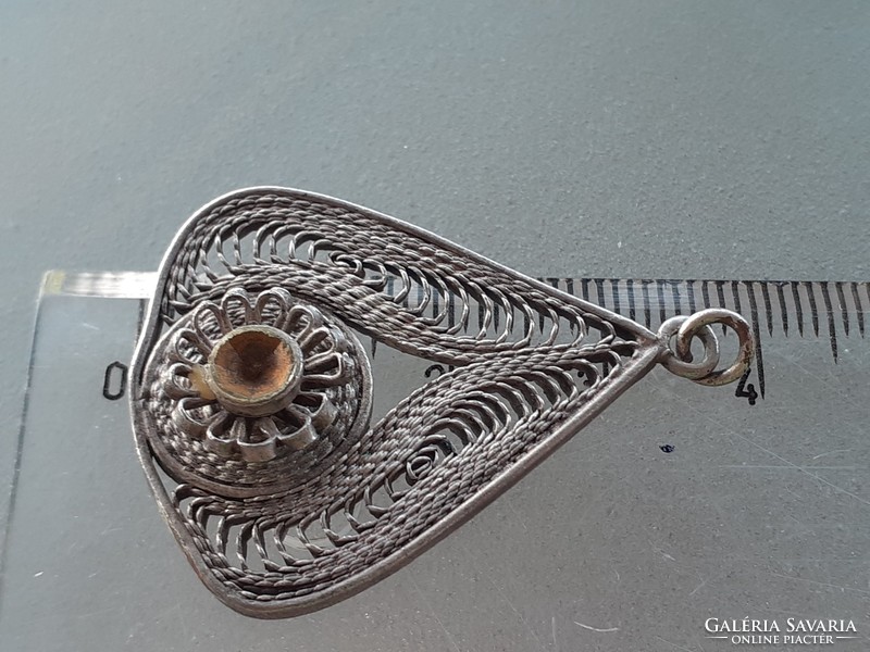 Old women's filigree silver brooch pendant vintage brooch 2 pcs