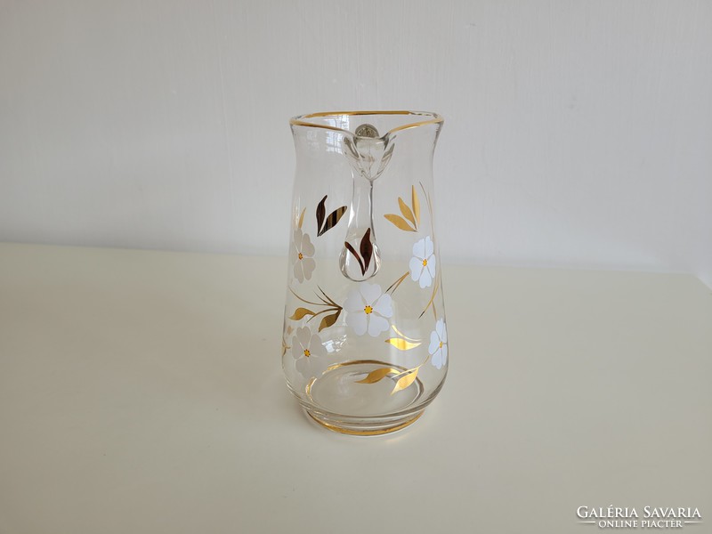 Old retro floral glass pitcher lemonade water pitcher