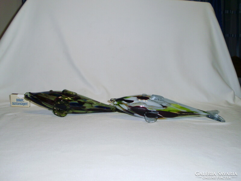 Two retro glass fish - sold together - 31 cm