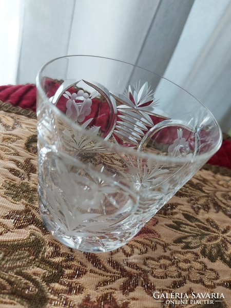 White lead crystal whiskey, short drink, water set of 4, hand polished, original, lips