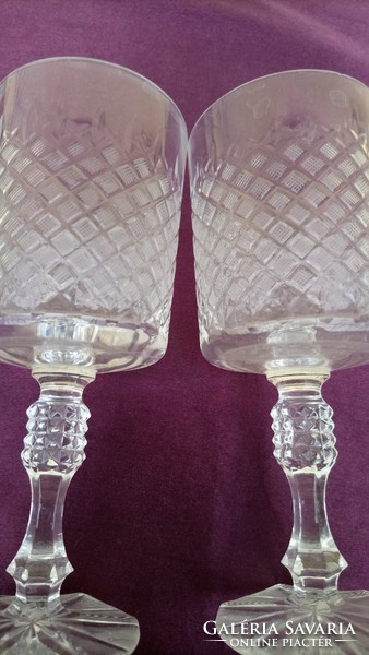 Antique stemmed crystal goblets, glasses 4 pcs (nearly 20 cm high)