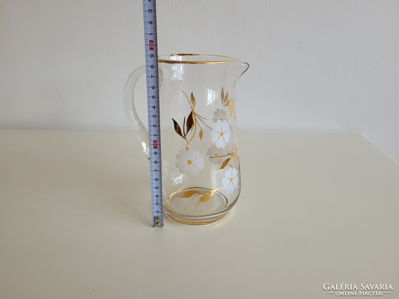 Old retro floral glass pitcher lemonade water pitcher