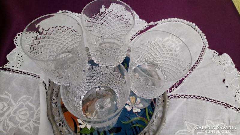 Antique stemmed crystal goblets, glasses 4 pcs (nearly 20 cm high)
