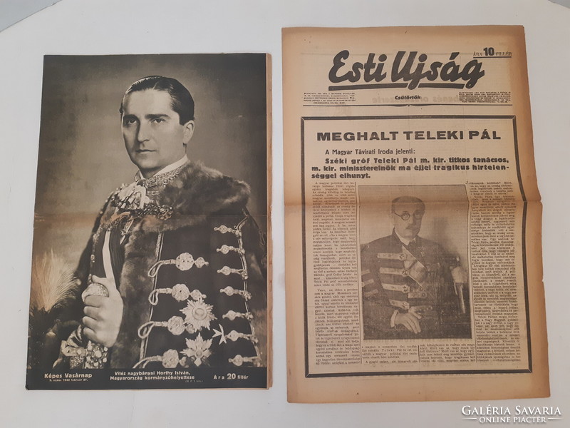 Old military newspapers 2 illustrated Sunday evening newspapers son of Miklós Horthy István Telei Pál Horthy