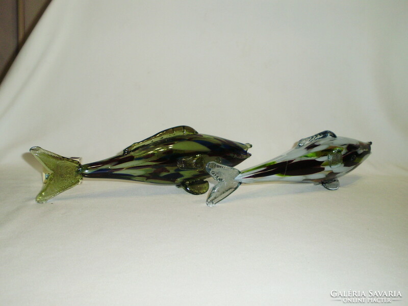 Két darab retro üveg hal - együtt eladó - 31 cm