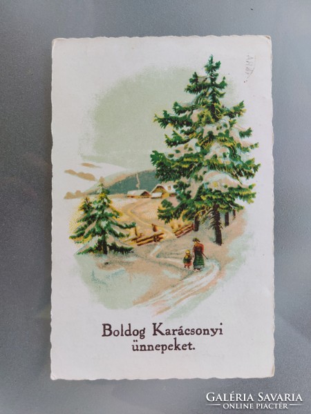 Régi karácsonyi képeslap 1941 tájképes levelezőlap