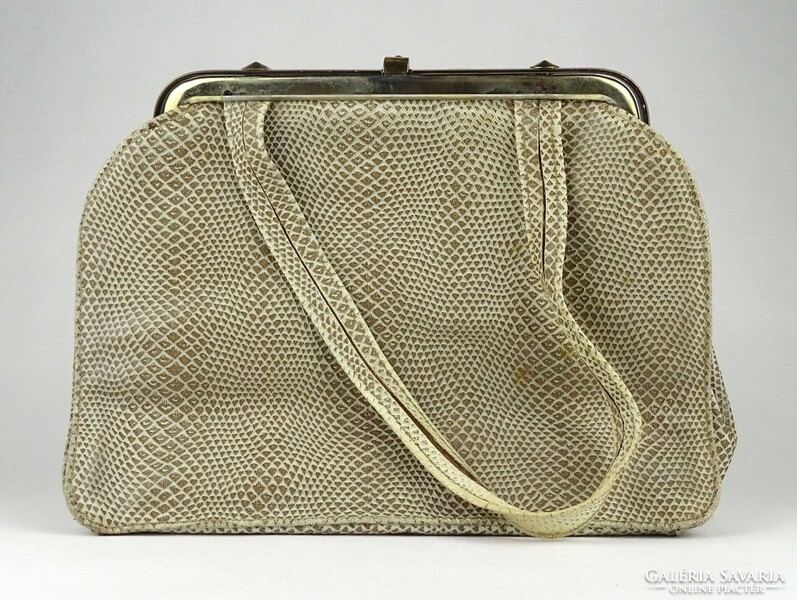 1K093 old copper buckle art deco women's bag with snakeskin pattern