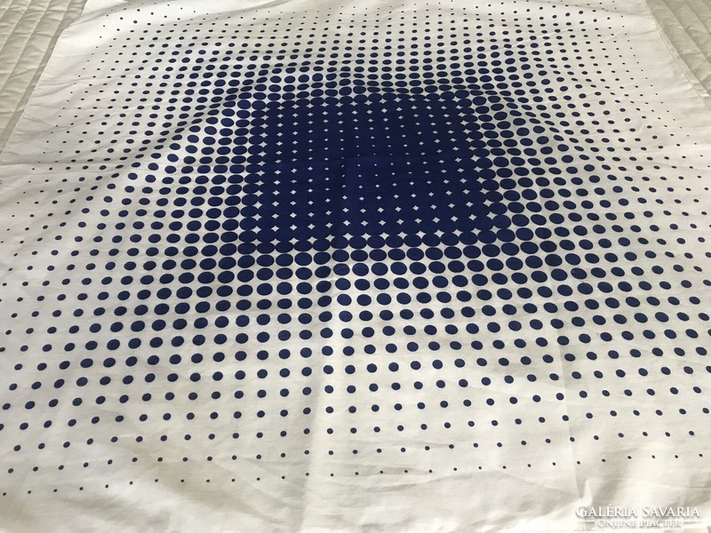 Cotton scarf with dark blue dots, 65 x 63 cm