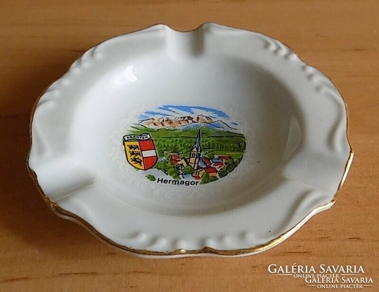 Austria Hermagor commemorative gilded porcelain ornament ashtray dia. 9.5 cm (1/p)