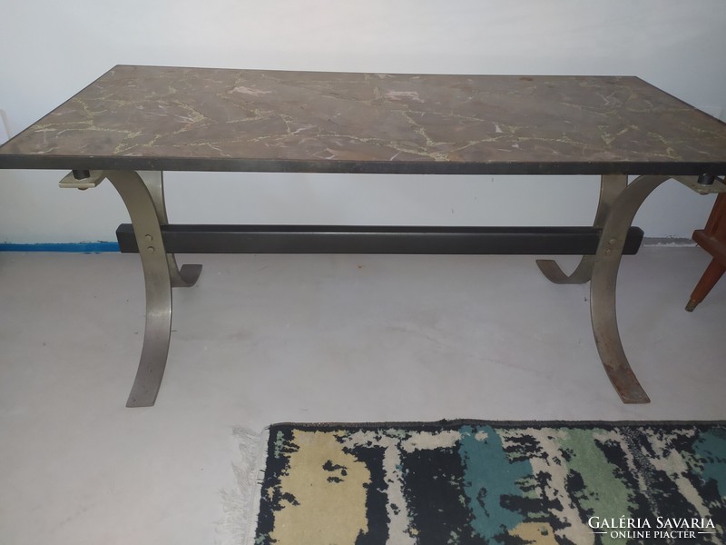 Industrial mosaic marble coffee table