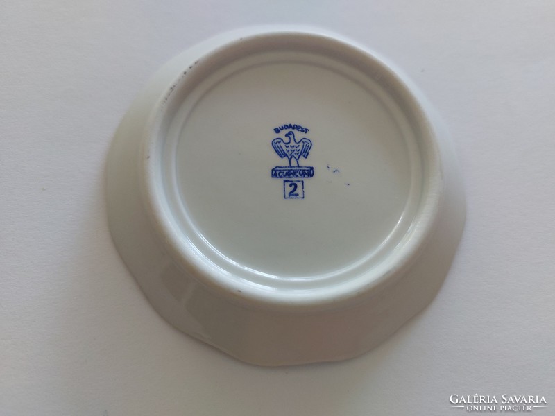 Régi Aquincum porcelán emléktárgy Harkány feliratos mini tányér emlék szuvenír