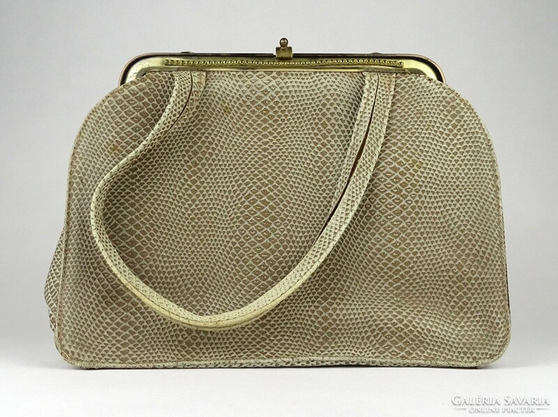 1K093 old copper buckle art deco women's bag with snakeskin pattern