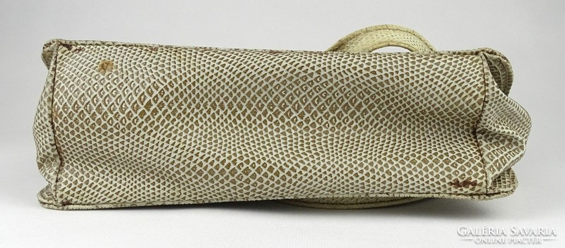 1K093 Régi réz csatos art deco kígyóbőr mintás női táska