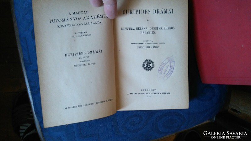 János Csengeri. Euripides' dramas i-iii--1911-15-19 Hungarian Academy of Sciences publisher-non-uniform d