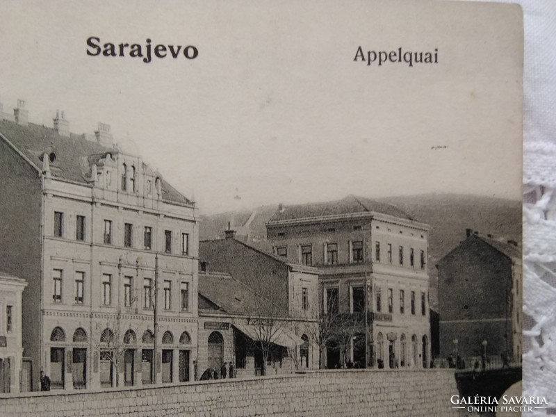 Antik képeslap/reklámlap, Sarajevo, épületek, Mentholos sósborszesz reklám/Szarajevó