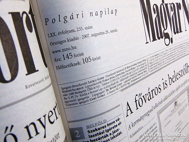August 29, 2007 / Hungarian nation / birthday!? Original newspaper! No.: 22446