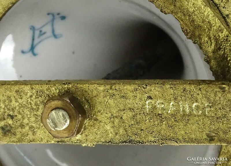 1G770 Antik réz veretes francia Serves porcelán urnaváza pár 30.5 cm