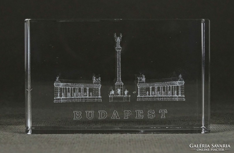1K105 Lézer gravírozott Budapest - Hősök tere üveg dísztárgy