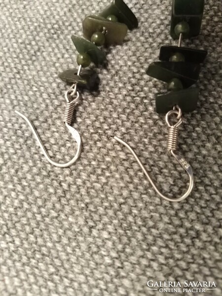 Mineral earrings - / green jade + silver
