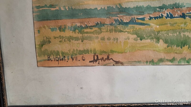 Landscape from 1941 (watercolor) with frame 42x54 cm - unidentified mark