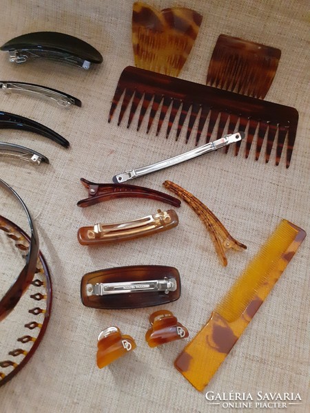 Retro amber-colored French hair clips with bun pins, hair clips and combs in one