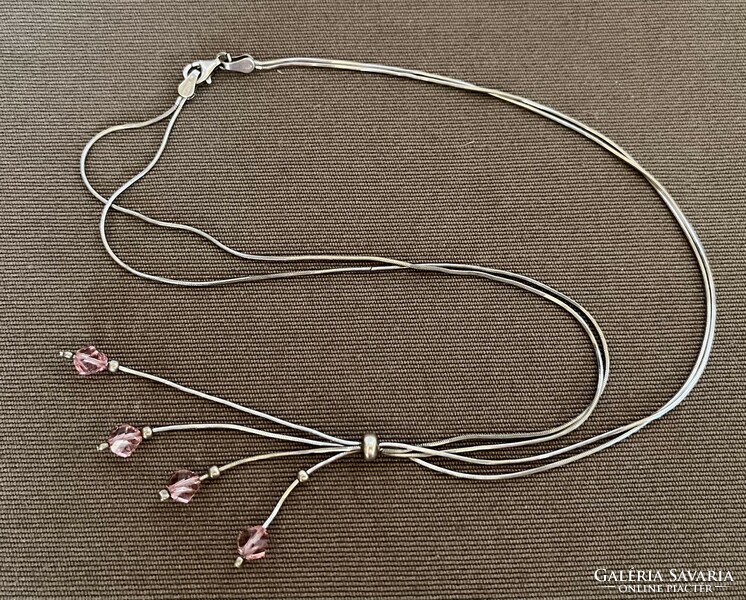 Silver necklace with stone pendants